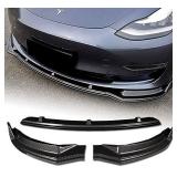 EPARTS 3 Pieces Style Carbon Fiber Look Front Bumper Lip Spoiler Splitter Side Body Kit Trim Protection Compatible with Model Y Tesla