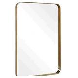 5cm Thick, Bathroom Mirror with Stainless Steel Metal Frame Rounded Corner, Rectangle Mirror, Wall Mirror, 22" x 30", Gold