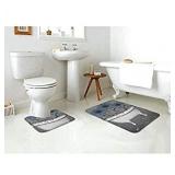 Blue Gray Bathroom Sunflower Bathroom Rug Mat Bath Rug Set Washable Soft Bath Mat, Contour Mat