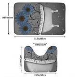 Blue Gray Bathroom Sunflower Bathroom Rug Mat Bath Rug Set Washable Soft Bath Mat, Contour Mat