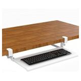 Stand Up Desk Store Large Clamp-On Retractable Adjustable Keyboard Tray/Under Desk Keyboard Tray | Improve Comfort While Increasing Usable Desk Space (33" W x 12.25" D) (White) (Large)