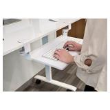 Stand Up Desk Store Large Clamp-On Retractable Adjustable Keyboard Tray/Under Desk Keyboard Tray | Improve Comfort While Increasing Usable Desk Space (33" W x 12.25" D) (White) (Large)