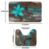 Lily Flower Bathroom Rug Mat Bath Rug Set Washable Soft Bath Mat, Contour Mat
