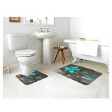 Lily Flower Bathroom Rug Mat Bath Rug Set Washable Soft Bath Mat, Contour Mat