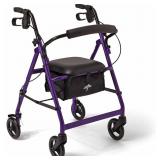 Medline Lightweight Aluminum Rollator, Folding Rolling Walker, 6" Wheels, 250lb Weight Capacity, Royal Purple Frame