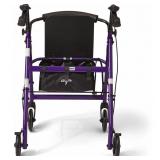 Medline Lightweight Aluminum Rollator, Folding Rolling Walker, 6" Wheels, 250lb Weight Capacity, Royal Purple Frame