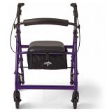 Medline Lightweight Aluminum Rollator, Folding Rolling Walker, 6" Wheels, 250lb Weight Capacity, Royal Purple Frame