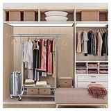 Simple Trending Double Rail Clothes Garment Rack, Heavy ?Collapsible, Chrome