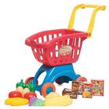 Toy Chef - Colorful Shopping Cart with Fruit Set for Kids, Pretend Play Grocery Store, Play Food Set for Toy Kitchen