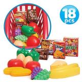 Toy Chef - Colorful Shopping Cart with Fruit Set for Kids, Pretend Play Grocery Store, Play Food Set for Toy Kitchen