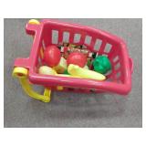 Toy Chef - Colorful Shopping Cart with Fruit Set for Kids, Pretend Play Grocery Store, Play Food Set for Toy Kitchen