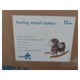 Labebe Baby Wooden Rocking Horse Brown Donkey, Boys & Girls Toddler Rocking Ride-on Toys for 1-3 Years Old, Stuffed Animal Seat, ASTM/Ce Safety Certified, Creative Birthday Gift