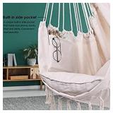Y-STOP Hammock Chair Hanging Rope Swing, Max 330 Lbs, 2 Cushions Included, Large Macrame Hanging Chair with Pocket, Quality Cotton Weave for Superior Comfort, Durability, Beige