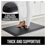 Gorilla Grip Anti Fatigue Cushioned Comfort Mat, Ergonomically Durable, Supportive, Padded, Thick and Washable, Stain-Resistant, Kitchen, Garage, Office Standing Desk Mats, 48x20 Inches, Black Varies 