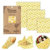 Beeswax Food Wraps, Zero Waste, Organic, Sustainable Wraps for Food, Plastic Free Bread Keeper&Food Storage, Assorted Set of 5Varies from stock photo
