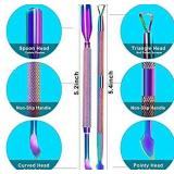 3 set Metal Chameleon Cuticle Pusher and Cutter Remover Salon Quality Stainless Steel Acetone Gel Nail Polish Peeler Scraper Durable Manicure and Pedicure Cleaner Tool For Fingernail and Toenail