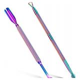 3 set Metal Chameleon Cuticle Pusher and Cutter Remover Salon Quality Stainless Steel Acetone Gel Nail Polish Peeler Scraper Durable Manicure and Pedicure Cleaner Tool For Fingernail and Toenail