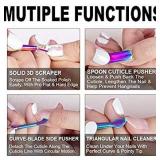3 set Metal Chameleon Cuticle Pusher and Cutter Remover Salon Quality Stainless Steel Acetone Gel Nail Polish Peeler Scraper Durable Manicure and Pedicure Cleaner Tool For Fingernail and Toenail