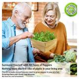 Hand-Mart 4 Pepper Seeds with Planter Box Starter Kit Indoors, Red/Green Spicy Yellow Round Green Pepper, Including Soil, Pots, 3 Garden-Tool, Pruner, Sprayer, Plant Labels, DIY Craft for Kids Adults