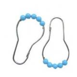 Panda Superstore Set of 12 Stainless Steel Shower Curtain Rings Blue Beading Curtain Hooks