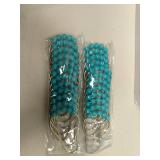 Panda Superstore Set of 12 Stainless Steel Shower Curtain Rings Blue Beading Curtain Hooks