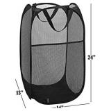 Yazer Mesh Popup Laundry Hamper - Portable, Durable Handles, Collapsible for Storage and Easy to Open. Folding Pop-Up Clothes Hampers are Great for The Kids Room, College Dorm or Travel. (Black