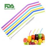 6 Pcs Reusable Drinking Straws, Uarter Food-grade Silicone Straws Colorful Drinking Straw Set with Cleaning Brush, 10" Long