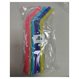6 Pcs Reusable Drinking Straws, Uarter Food-grade Silicone Straws Colorful Drinking Straw Set with Cleaning Brush, 10" Long