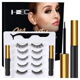 Upgraded 3D Magnetic Eyelashes Kit, Reusable Magnetic Eyelashes with Eyeliner,Magnetic Eyeliner and Magnetic Eyelash-No Glue Needed (5-Pairs