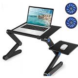 Adjustable Laptop Stand, Laptop Stand for Bed Portable Lap Desk Foldable Table Workstation Notebook Riser with Mouse Pad, Laptop Stand with Large Cooling Fan Best Gifts (images are similar)(product sl