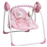 VASTFAFA Soothing Portable Swingï¼Comfort Electric Baby Rocking Chair with Intelligent Music Vibration Box That Can Be Used from The Beginning of The Newborn (Pink)