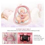 VASTFAFA Soothing Portable Swingï¼Comfort Electric Baby Rocking Chair with Intelligent Music Vibration Box That Can Be Used from The Beginning of The Newborn (Pink)