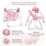 VASTFAFA Soothing Portable Swingï¼Comfort Electric Baby Rocking Chair with Intelligent Music Vibration Box That Can Be Used from The Beginning of The Newborn (Pink)