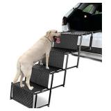 Upgraded Pet Dog Car Step Stairs, Accordion Metal Frame Folding Pet Ramp for Indoor Outdoor Use, Lightweight Portable Auto Large Dog and Cat Ladder for Cars, Trucks and SUVs Cargo, Couch and High Bed