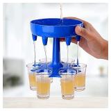 Shot Glass Dispenser (Blue) and Plastic Glasses Set of 6 - Fun Dispenser For Filling Drinks and Cocktails - Fun & Cool Shot Glasses Set â Enjoy The party multicolored shotglasses