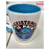 Funny Existence is Pain Coffee Cup Tea Cup White Blue