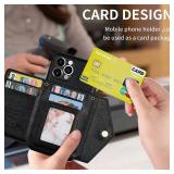 SZHAIYU Wallet Crossbody for iPhone 12 5.4 Phone Case with Lanyard Strap Credit Card Holder, PU Leather Protective Handbag Zipper Purse Kickstand Cover Women Girl Black
