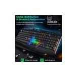 PICTEK USB Wired RGB Gaming Keyboard with 7-Color LED Rainbow Backlight, 8 Independent Multimedia Keys, 25 Keys Anti-ghosting Compatible with PC/Windows