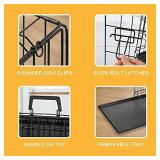 91Reviews Dog Crate Double Door Folding Metal Kennel Cage with Tray for Small/Medium Dogs Indoor Outdoor Travel