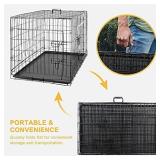 91Reviews Dog Crate Double Door Folding Metal Kennel Cage with Tray for Small/Medium Dogs Indoor Outdoor Travel