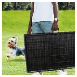 91Reviews Dog Crate Double Door Folding Metal Kennel Cage with Tray for Small/Medium Dogs Indoor Outdoor Travel