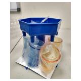 Shot Glass Dispenser and Holder -Dispenser For Filling Liquids, Shots Dispenser, Multiple 6 Shot Dispenser, Bar Shot Dispenser, Cocktail Dispenser, Dispenser With Slogan blue