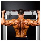 Iron Age Pull Up Bar For Doorway - Angled Grip Home Gym Exercise Equipment - Pullupbar With Shortened Upper Bar and Bonus Suspension Straps Fits Almost All Doors