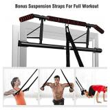 Iron Age Pull Up Bar For Doorway - Angled Grip Home Gym Exercise Equipment - Pullupbar With Shortened Upper Bar and Bonus Suspension Straps Fits Almost All Doors