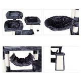 Hey-brother Multi-Level Cat Tree, Large Cat Tower with Bigger Hammock, 3 Cozy Perches, Scratching Posts, Stable for Kitten/Gig Cat