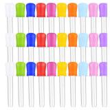 BeautyMood 30 Pack Colorful 5ml Liquid Droppers Silicone Clear Liquid Medicine Eye Dropper with Bulb Tip for Candy Mold 10 Colors