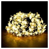 Newfly Solar Flower Strings Lights, Outdoor Christmas Fairy Lights 22 Feet 50 Waterproof Cherry Blossoms Light String for Garden Fence Patio Yard Christmas Tree, Lawn, Wedding, Patio, Party Decoration