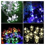 Newfly Solar Flower Strings Lights, Outdoor Christmas Fairy Lights 22 Feet 50 Waterproof Cherry Blossoms Light String for Garden Fence Patio Yard Christmas Tree, Lawn, Wedding, Patio, Party Decoration