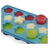 Mirenlife 17 Cube Premium Silicone Ice Cube Tray with Lid, Apple and Star Shape, Candy Mold, Chocolate Mold, Soap Mold, Blue