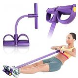 Pedal Resistance Band, 4-Tube Natural Latex Yoga Pedal Puller Resistance Band, Multifunction Tension Rope for Abdomen, Waist, Arm, Yoga Stretching Slimming Training